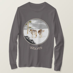 T-shirt Loups en peinture sur neige - Art original de la f