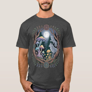 T-shirt Loups Enchantés au Clair de Lune et Champignons Ps