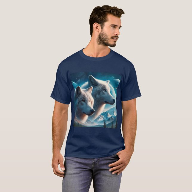 T-shirt Loups Gris Blue Hommes  (Devant entier)
