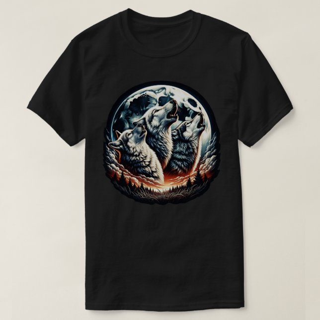 T-shirt Loups hurlant au clair de lune (Design devant)