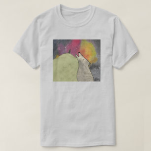 T-shirt Loups hurlant contre un ciel de galaxie