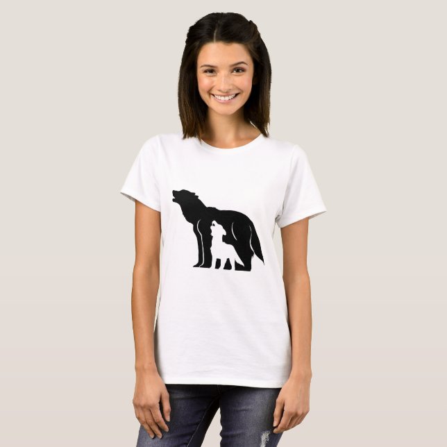 T-shirt Loups noirs et blancs (Devant entier)