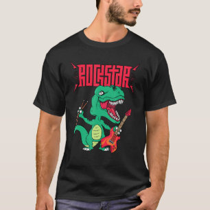 T-shirt Lourd Dinosaure en métal Guitare électrique pour l
