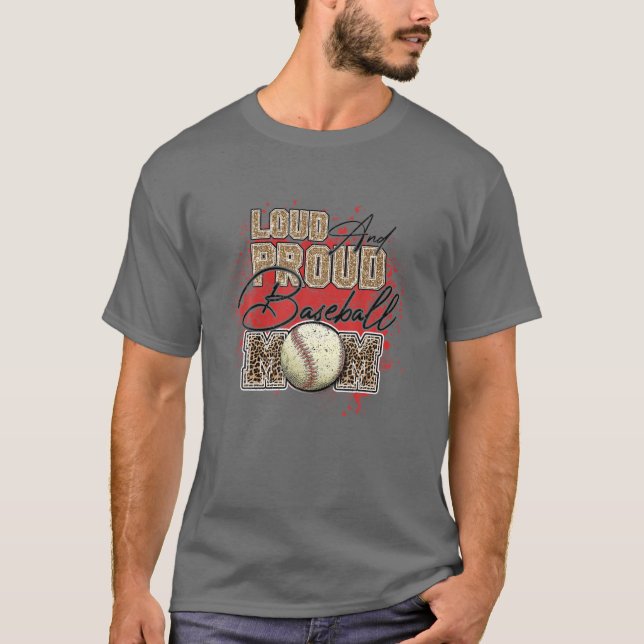 T-shirt Lourd Fier Baseball Maman Leopard Softball Lecteur (Devant)