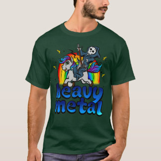 T-shirt Lourd Metal Music Unicorn Pony Rainbow Fan rose