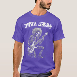 T-shirt Lourd Metal Punk Rock N Roll Lets Rock Skeleton Gu