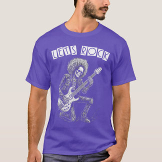 T-shirt Lourd Metal Punk Rock N Roll Lets Rock Skeleton Gu