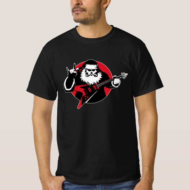 T-shirt Lourd métal Santa Claus Jouer de la guitare (Devant)
