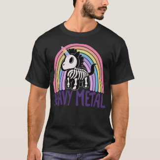 T-shirt Lourd Metal Unicorn Squelette