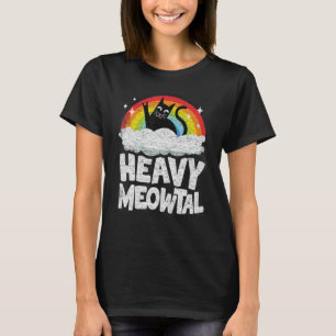 T-shirt Lourde Meowtal Chat Arc-en-ciel Retro Enfants Goth