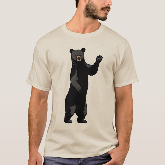 T-shirt L'ours de ondulation indique bonjour (Devant)