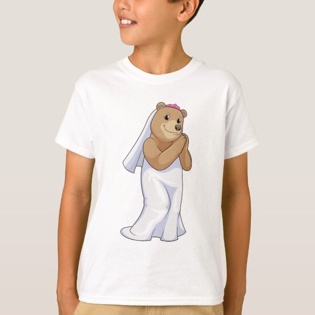 T-shirt L'ours en mariée avec le voile (Devant)