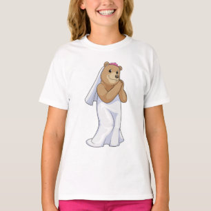 T-shirt L'ours en mariée avec le voile