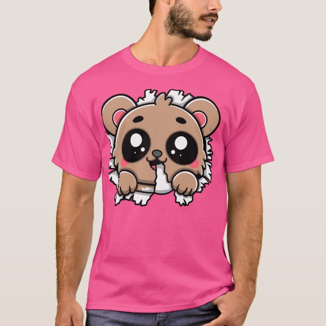 T-shirt L'ours Kawaii Trompe À Travers (Devant)