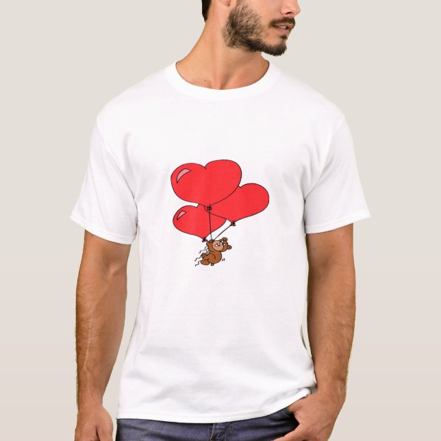 T-shirt L'Ours Teddy Mignonne A Les Coeurs (Devant)