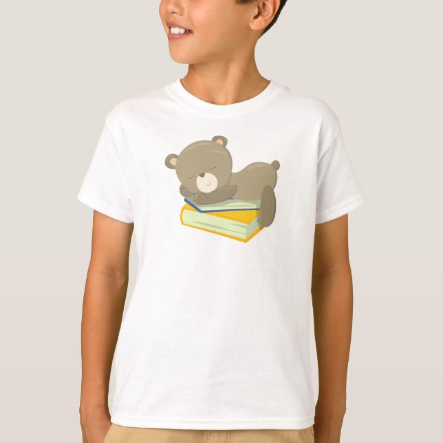 T-shirt L'Ours Va À L'École, L'Ours Mignonne, L'Ours Qui D (Devant)