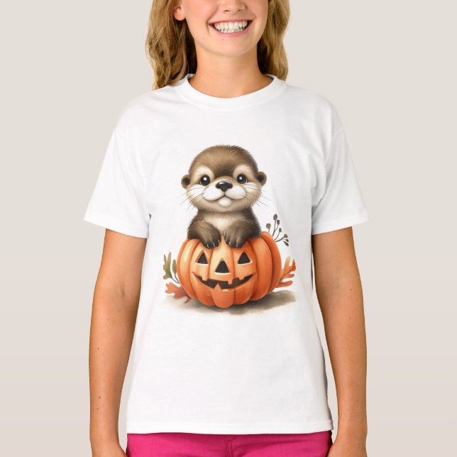 T-shirt Loutre adorable d'Halloween (Devant)