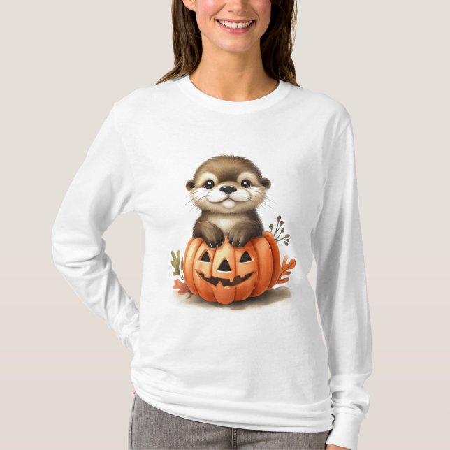 T-shirt Loutre adorable d'Halloween (Devant)