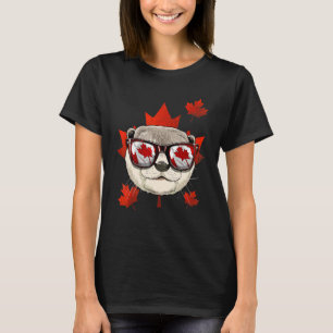 T-shirt Loutre canadienne Feuille d'érable Drapeau du Cana
