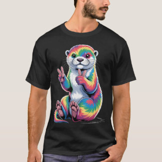 T-shirt Loutre de mer Merch Tie Dye Signe de Paix Vintage 