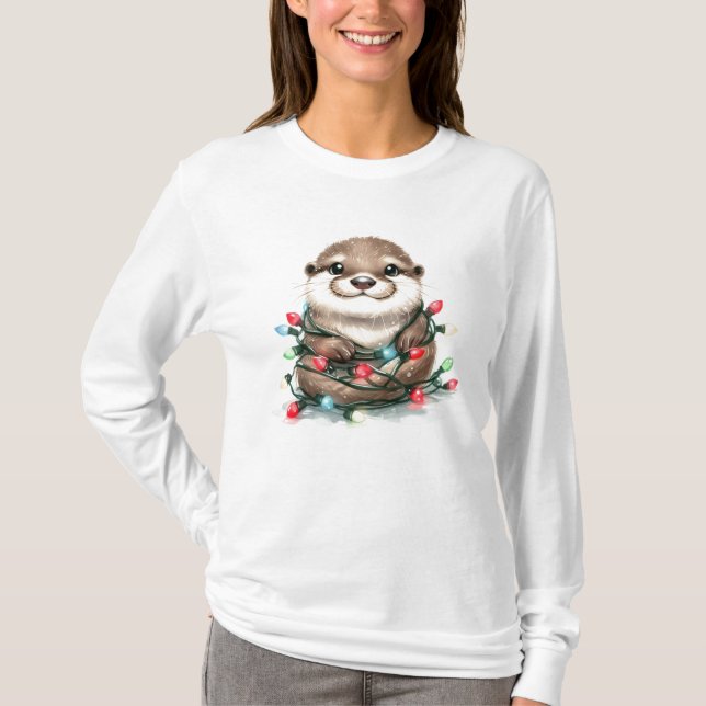 T-shirt Loutre de Noël adorable (Devant)