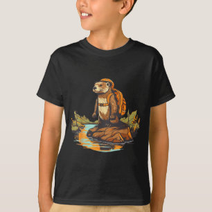 T-shirt Loutre de rivière randonnée sac à dos animal extér