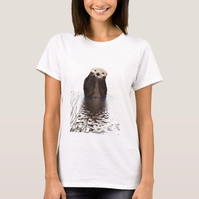 T-shirt Loutre de sourire adorable dans le lac (Devant)