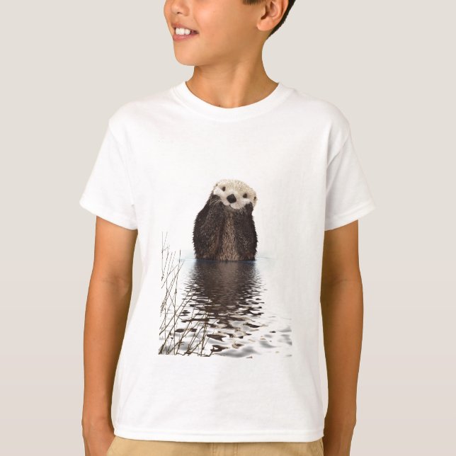 T-shirt Loutre de sourire adorable dans le lac (Devant)