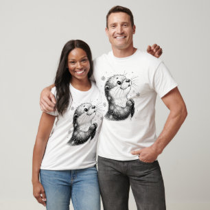 T-shirt Loutre d'hiver noir et blanc