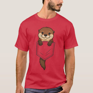 T-shirt Loutre drôle regardant dans la poche Amateur d'ani