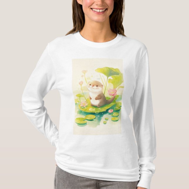 T-shirt Loutre sur un nénuphar (Devant)