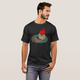 T-shirt Loutre utilisant une chemise de casquette de bas