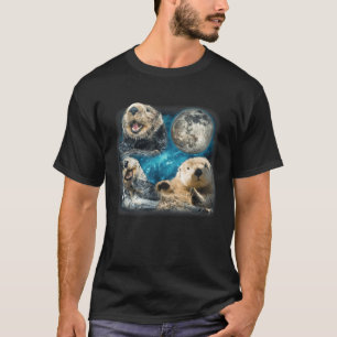 T-shirt Loutres De Mer Drôle Avec Mème De Lune Animal Pour