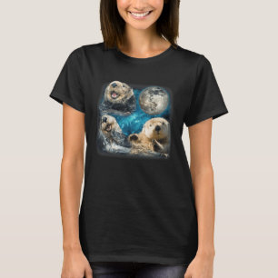 T-shirt Loutres De Mer Drôle Avec Mème De Lune Animal Pour