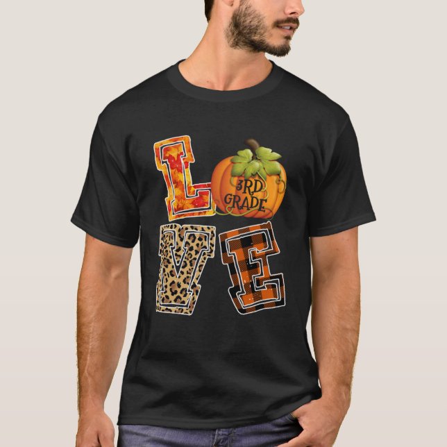 T-shirt Love 3rd Grade Leopard Happy Fall Y all Autumn Tea (Devant)