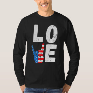 T-shirt Love 4 juillet Drapeau Américain de la Paix Pannea