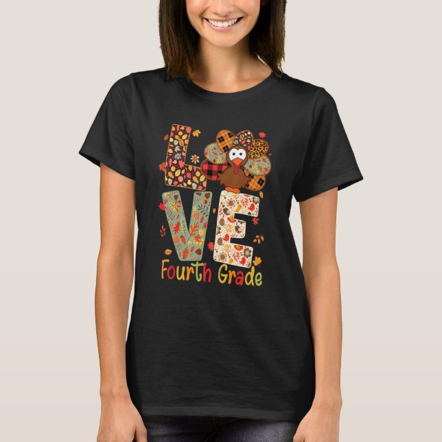 T-shirt Love 4e année Turquie Leopard Joyeux Thanksgivin (Devant)