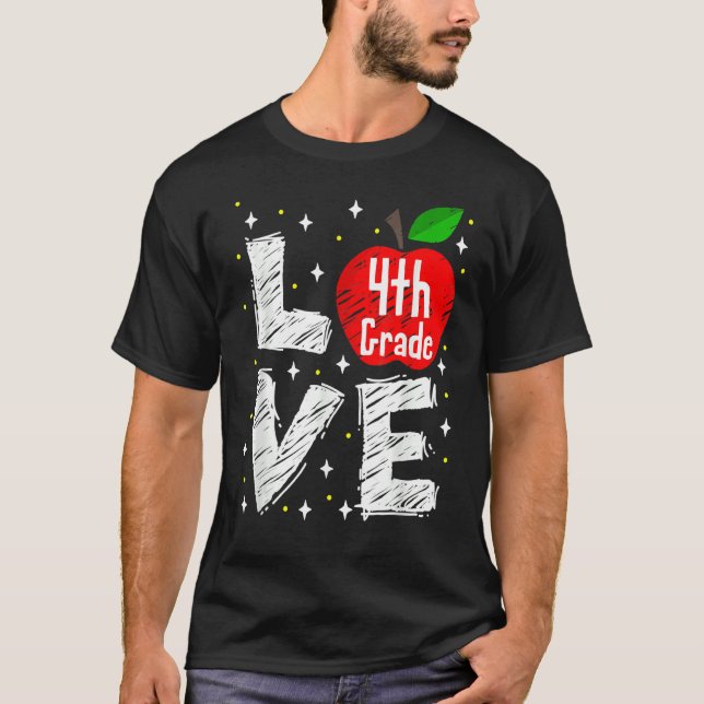 T-shirt Love 4th Grade Apple 1 (Devant)
