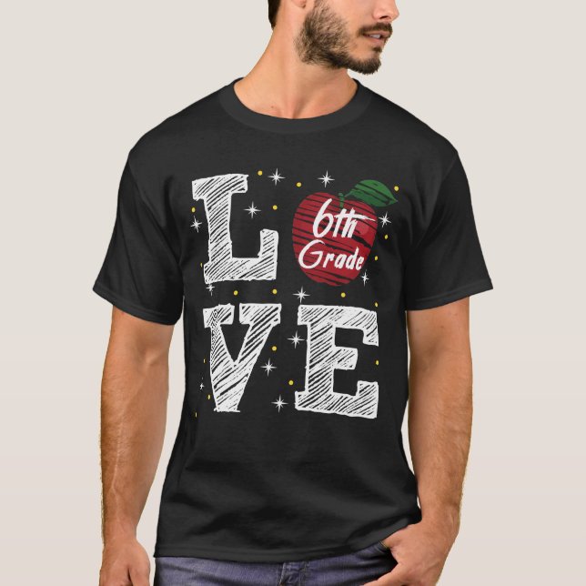 T-shirt Love 6e grade pomme (Devant)