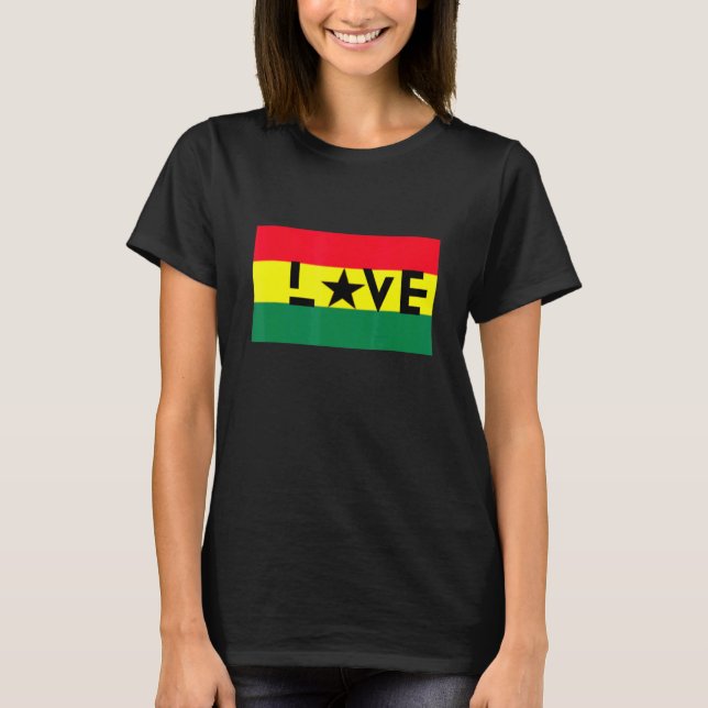 T-shirt Love Africa Flag Fier Melanin Afrique Ghana Carte  (Devant)