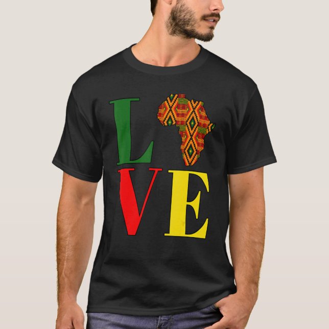 T-shirt Love Africa Kente Afrocentric Black History Month  (Devant)