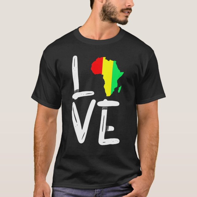 T-shirt LOVE Africa Map Black History Month African Pride  (Devant)