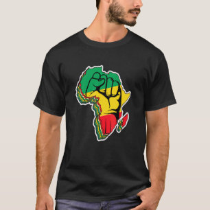 T-shirt Love Africa Map Black Power Lever Poing Dans Pan A