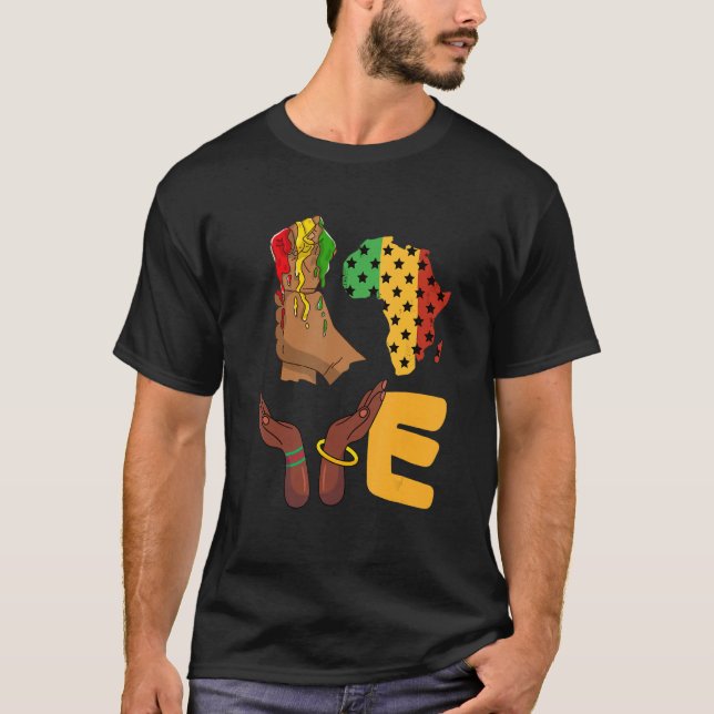 T-shirt Love Africa Map Melanin African Continent American (Devant)
