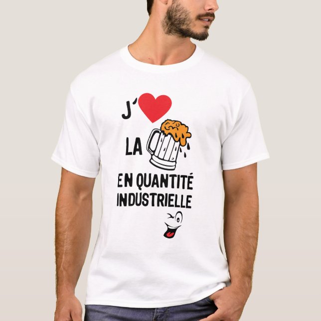 T-shirt love aime alcool biere quantite industrielle smile (Devant)