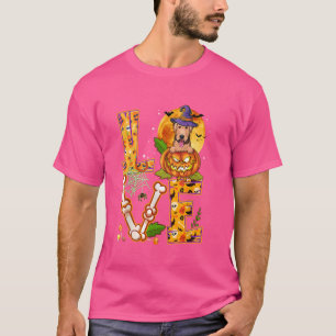 T-shirt Love Airedale Terrier Sorcière Citrouille Scary Ha