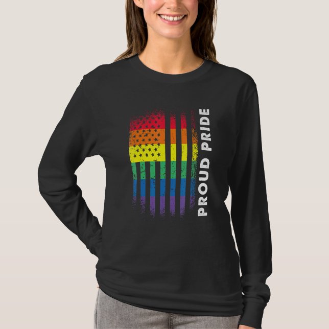 T-shirt Love America Drapeau Arc-en-ciel Fière Gay Lgbtq L (Devant)