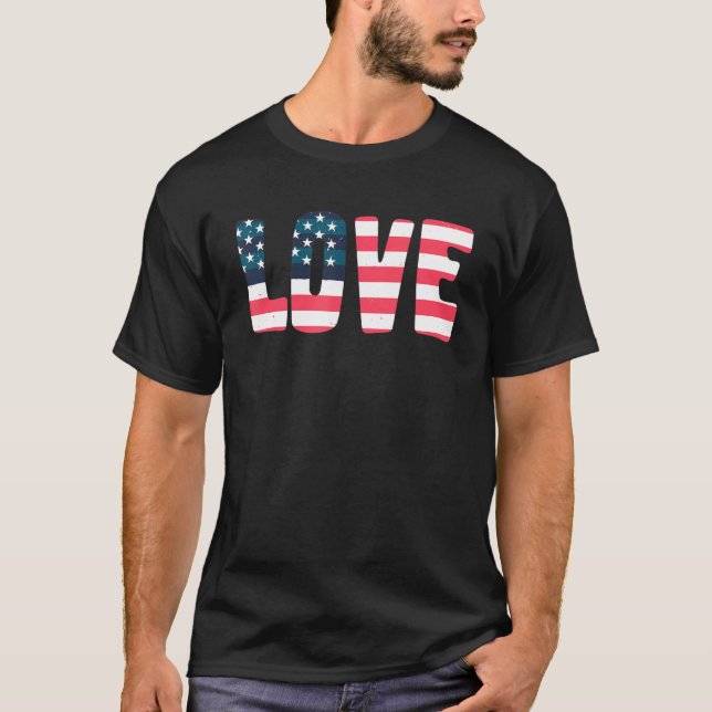 T-shirt Love American Flag (Devant)