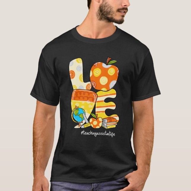 T-shirt LOVE Apple Candy Corn Assistant Enseignement Salle (Devant)