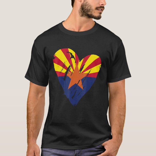 T-shirt Love Arizona State Retro Coeur Drapeau (Devant)